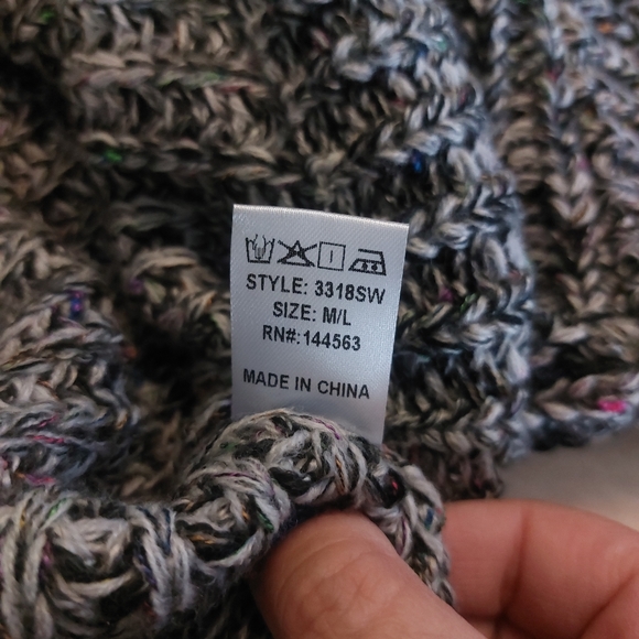 Shop17 Heathered Grey Oversized Chunky Beaded Cropped Thick Knit Sweater - Picture 13 of 13